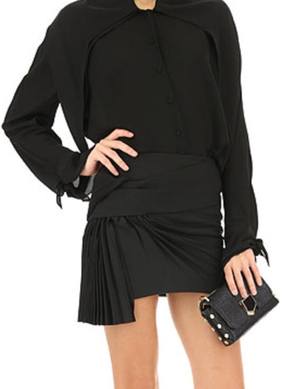 Saint Laurent Pleated Wool Mini Skirt Black Size 2 - NEW